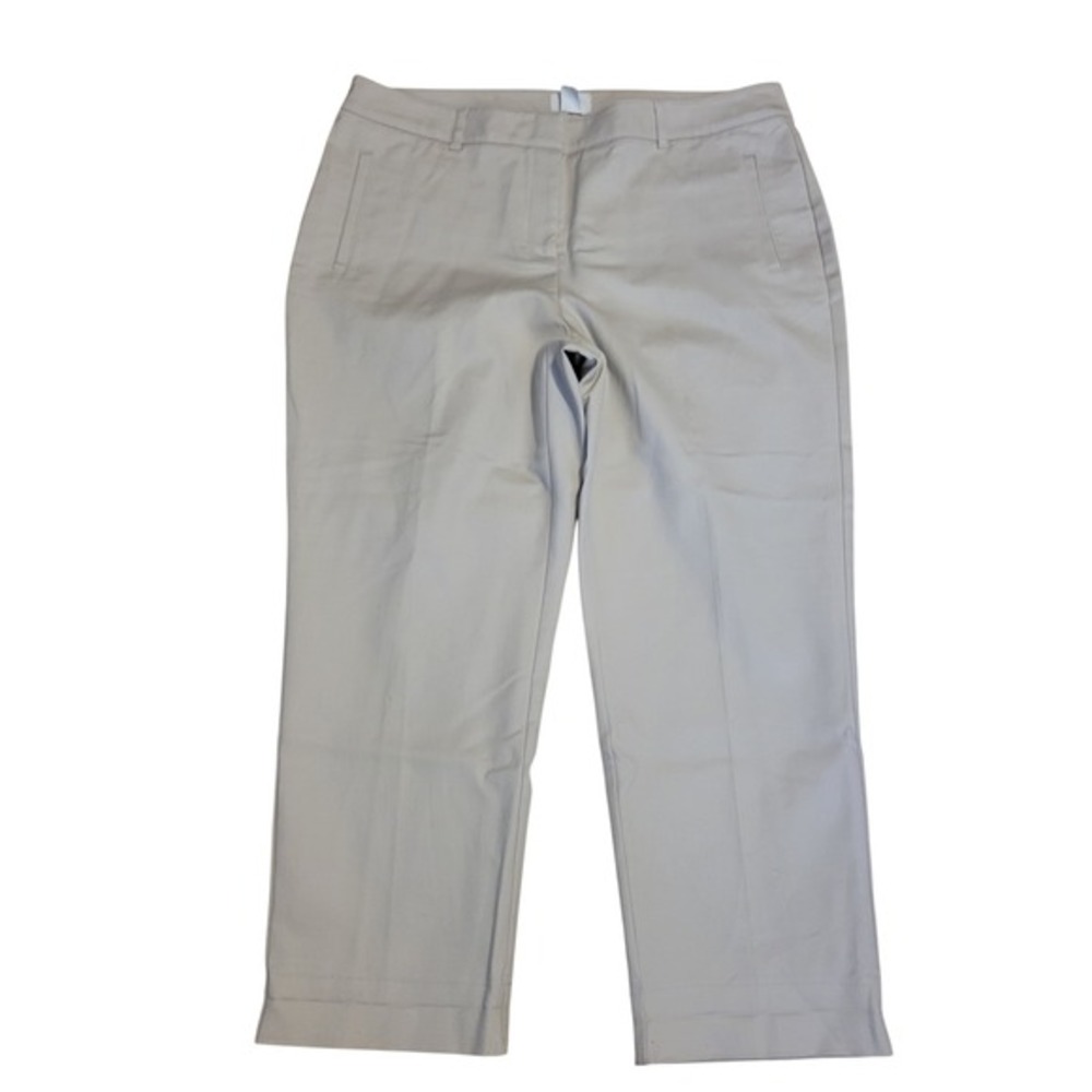 Chicos‎ So Slimming Crop Pants Womens 2 Tan Khaki Stretch Cotton Trousers 12 L